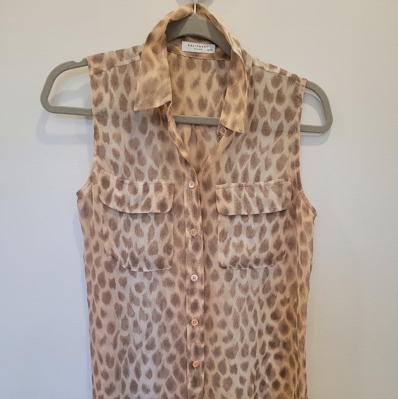 Equipment Femme Tops - Equipment Femme Animal Print Sleeveless Blouse